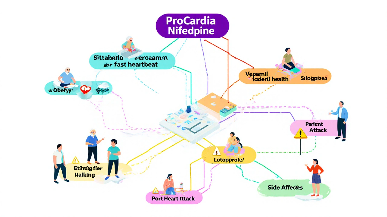 Colorful decision tree showing blood pressure medication options with patient profiles.