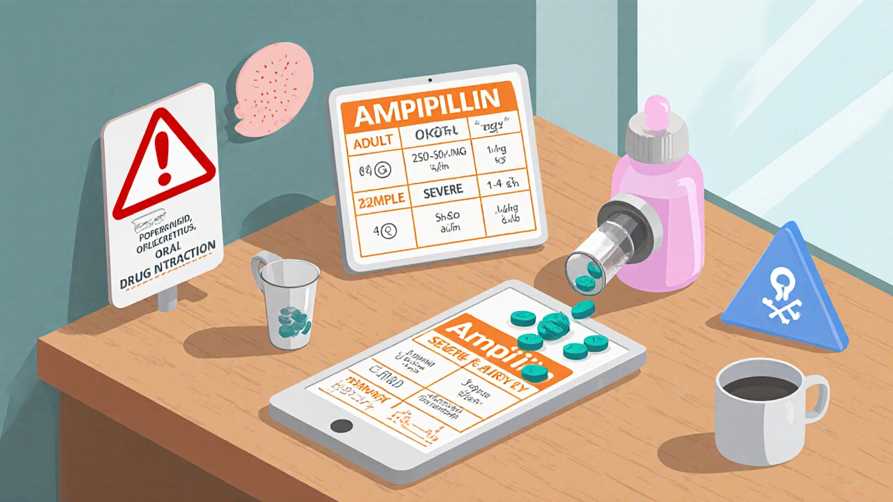 Isometric pharmacist counter displaying dosage chart, pill bottle, and safety warning symbols.