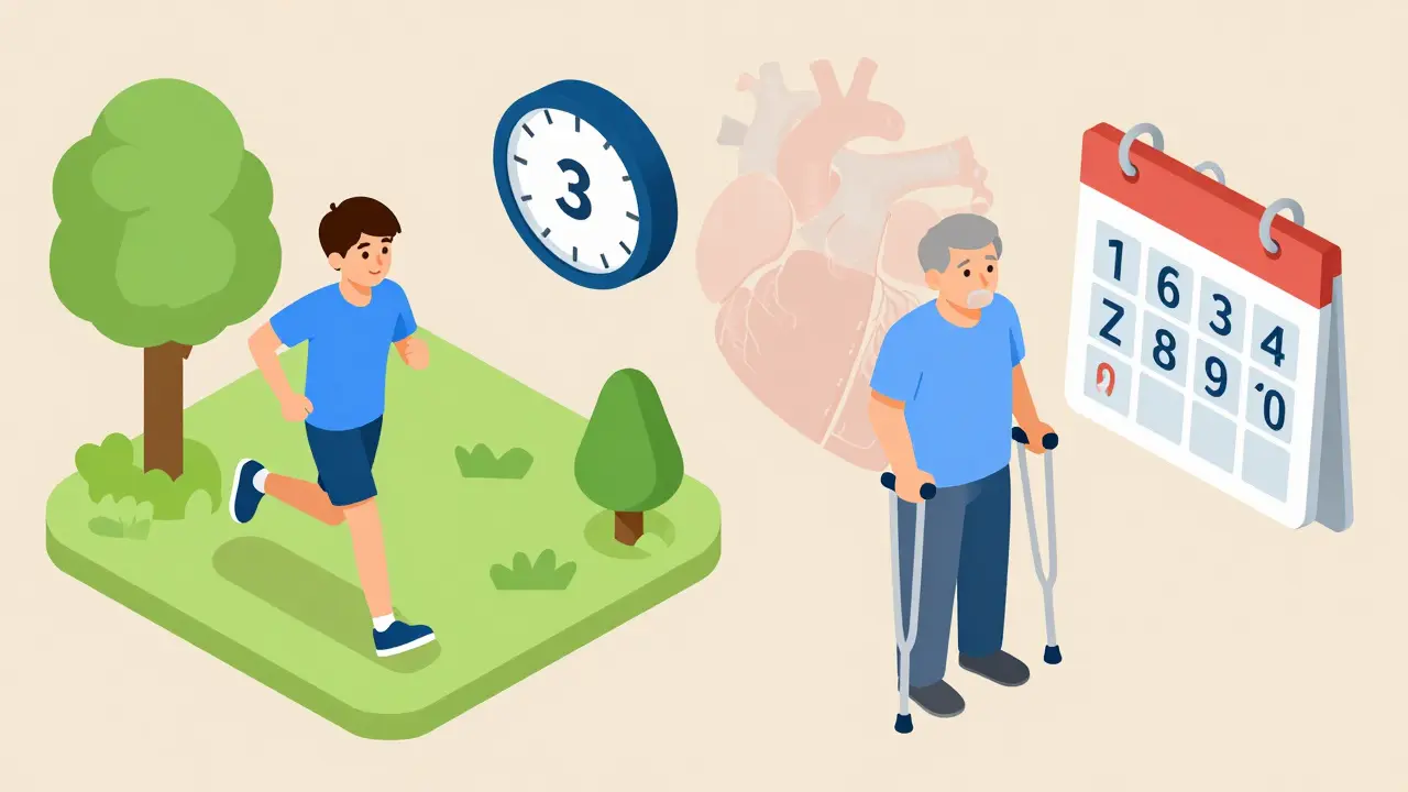 Side-by-side recovery comparison: a person returning to activity after stent vs. someone recovering from bypass surgery.