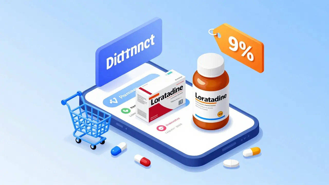 Digital pharmacy interface on a smartphone with allergy medicine options