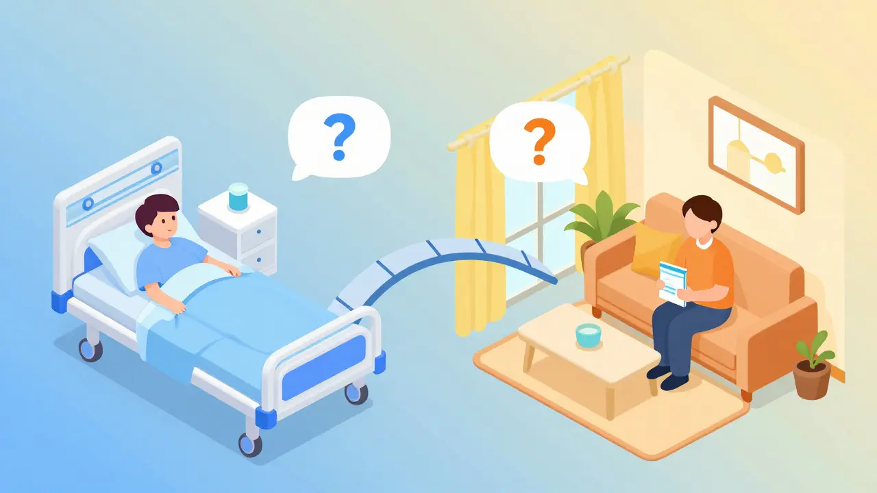 Isometric view showing the disconnect between hospital and home medication