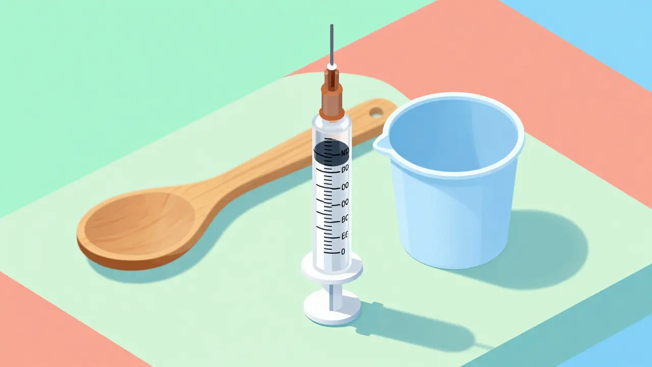 Isometric comparison of precise syringe versus inaccurate kitchen spoon