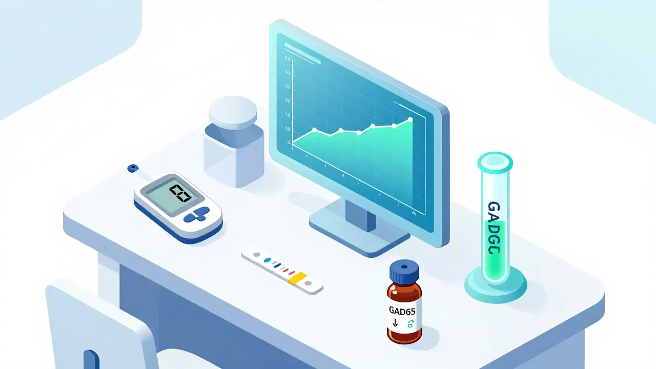 Isometric illustration of medical tests for diabetes diagnosis