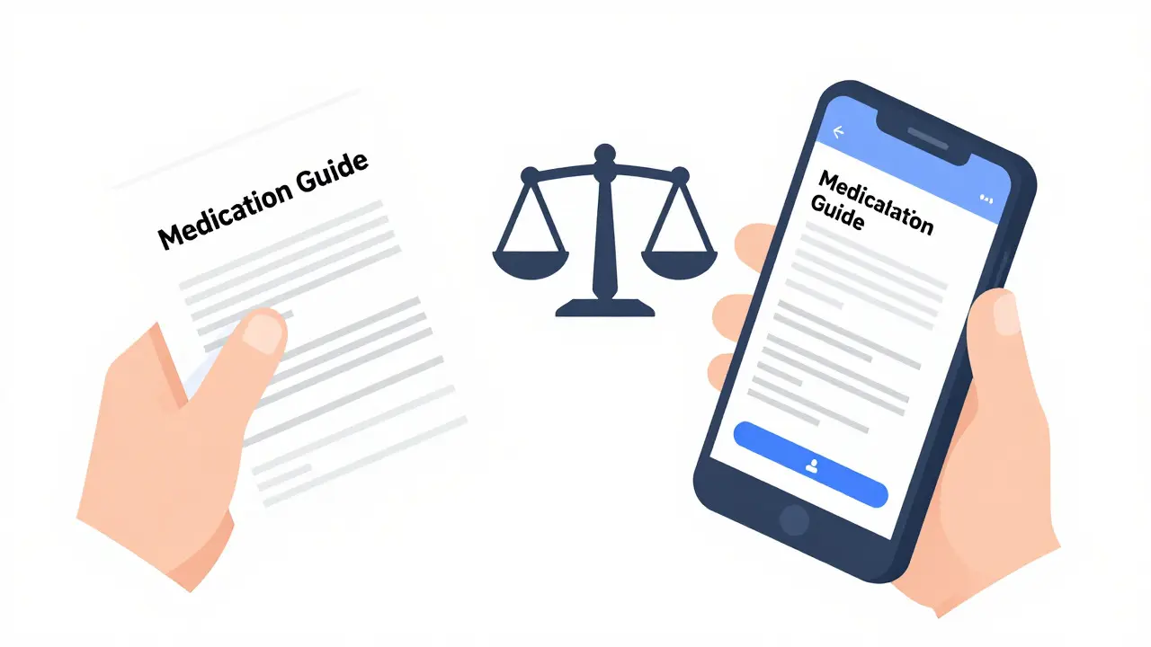 Comparison of paper vs digital medication guide delivery options