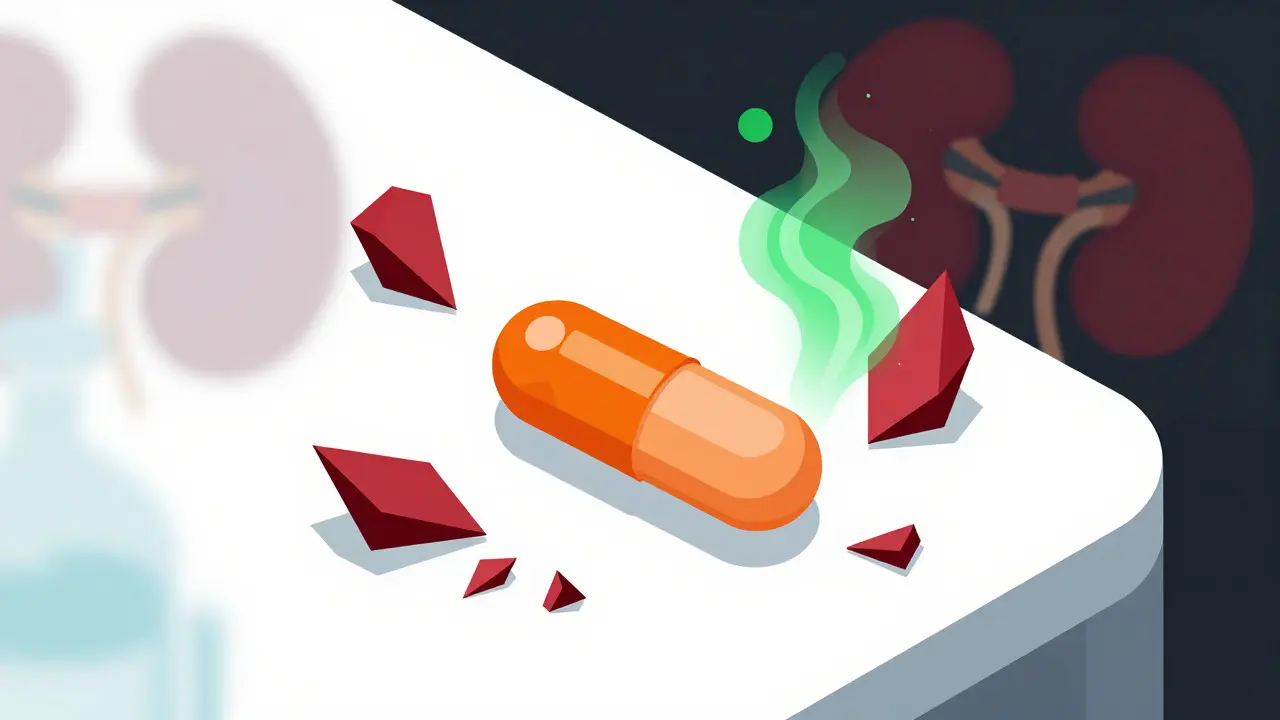 Isometric illustration of degrading tetracycline causing toxicity